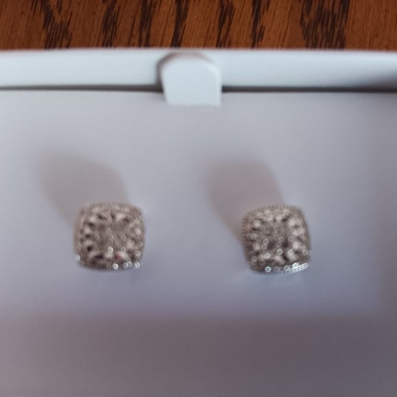 *PD* New 1/10 ct. t.w. Square Diamond Earrings in Sterling Silver - Picture 2 of 3